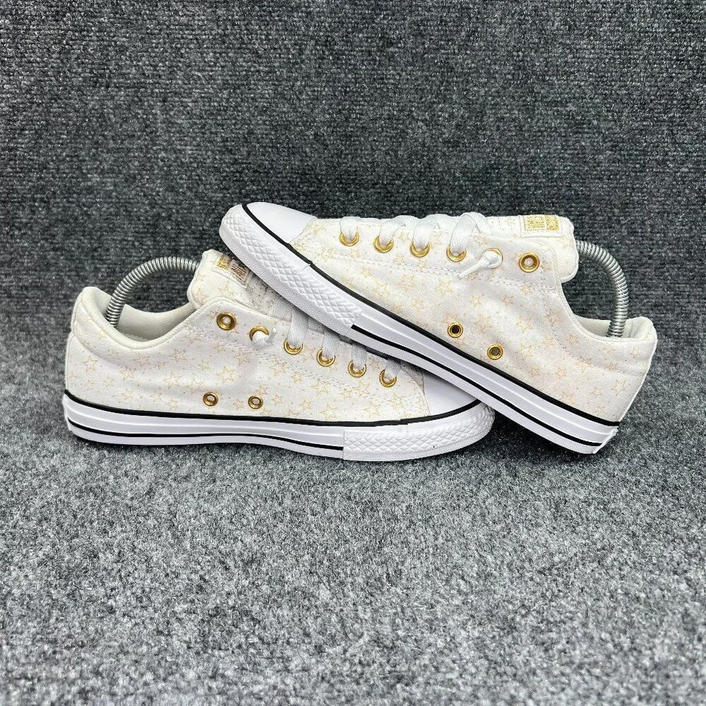 Converse All Star Street Slip Sneakers Girl's‎ 6 White Gold Star Athletic Shoes